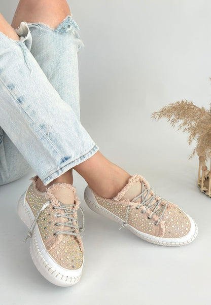 Guji Bej Kot Bağcıklı Spor Ayakkabı