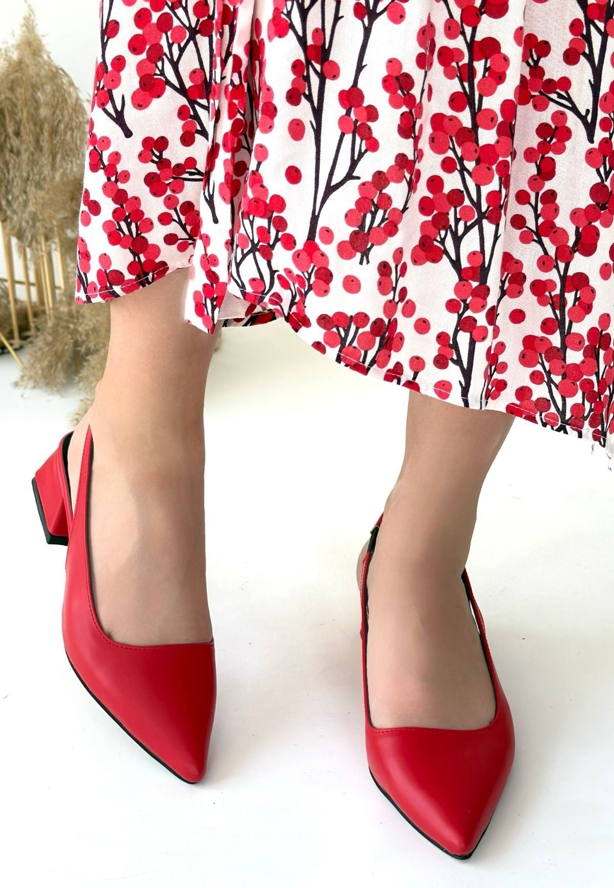 Morji Kırmızı Cilt Topuklu Ayakkabı