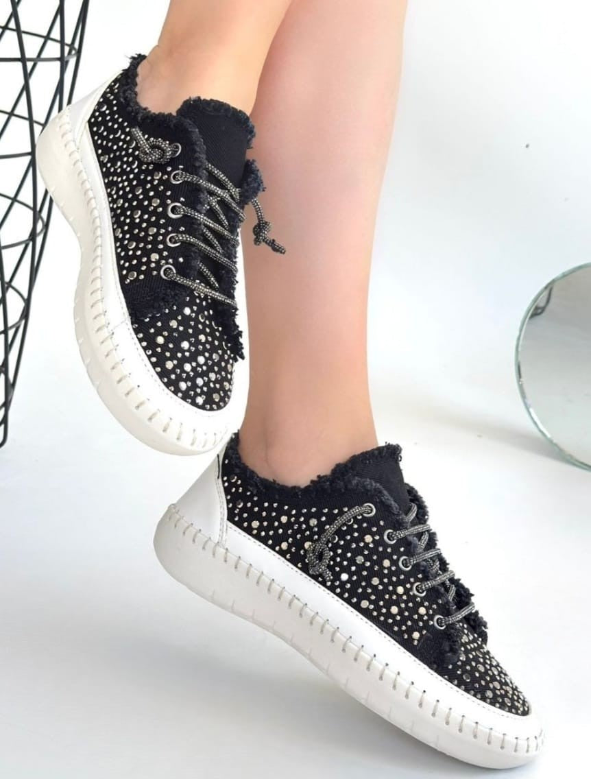 Guji Siyah Kot Bağcıklı Spor Ayakkabı