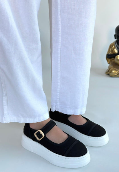 Lunni Siyah Keten Spor Ayakkabı