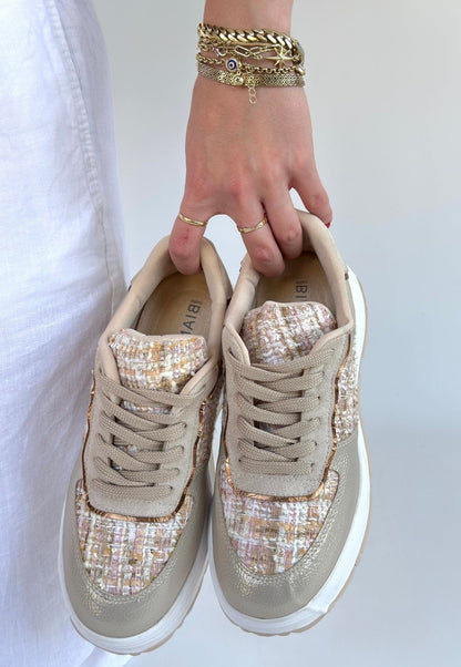 Hawer Bej Cilt Bağcıklı Spor Ayakkabı