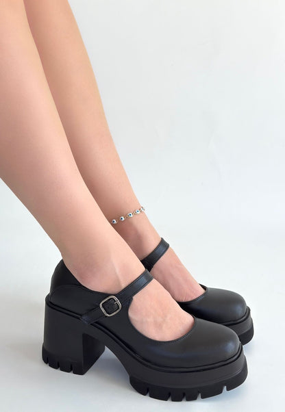 Dlor Siyah Cilt Dolgu Topuk Ayakkabı
