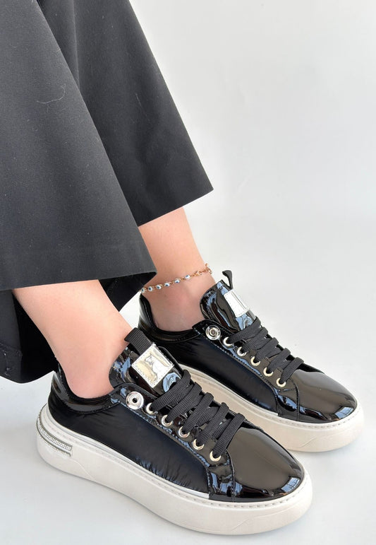 Hley Siyah Rugan Paraşüt Detaylı Bağcıklı Spor Ayakkabı