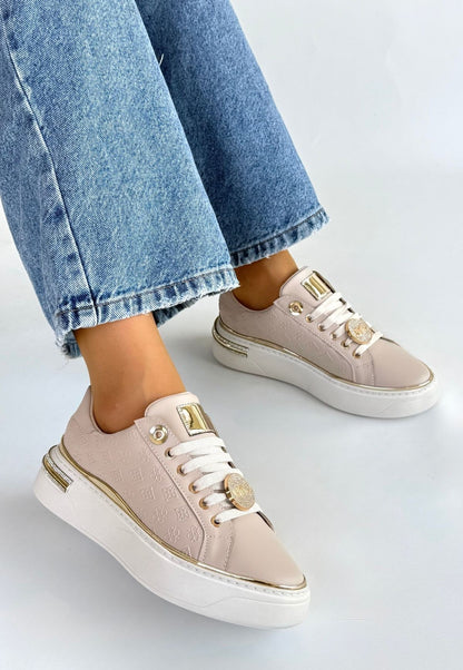 Jlar Bej Cilt Bağcıklı Spor Ayakkabı