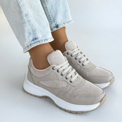 Slar Bej Cilt Bağcıklı Spor Ayakkabı