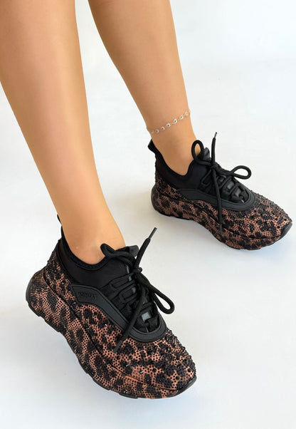 Rimay Kahverengi Cilt Boncuk İşlemeli Spor Ayakkabı