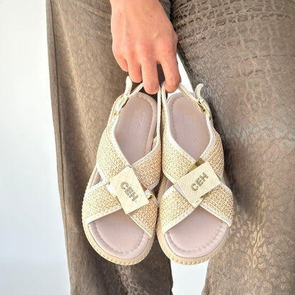 Cate Bej Hasır Cilt Sandalet