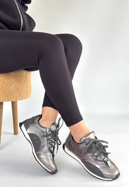 Ranu Platin Cilt Paraşüt Detaylı Bağcıklı Spor Ayakkabı