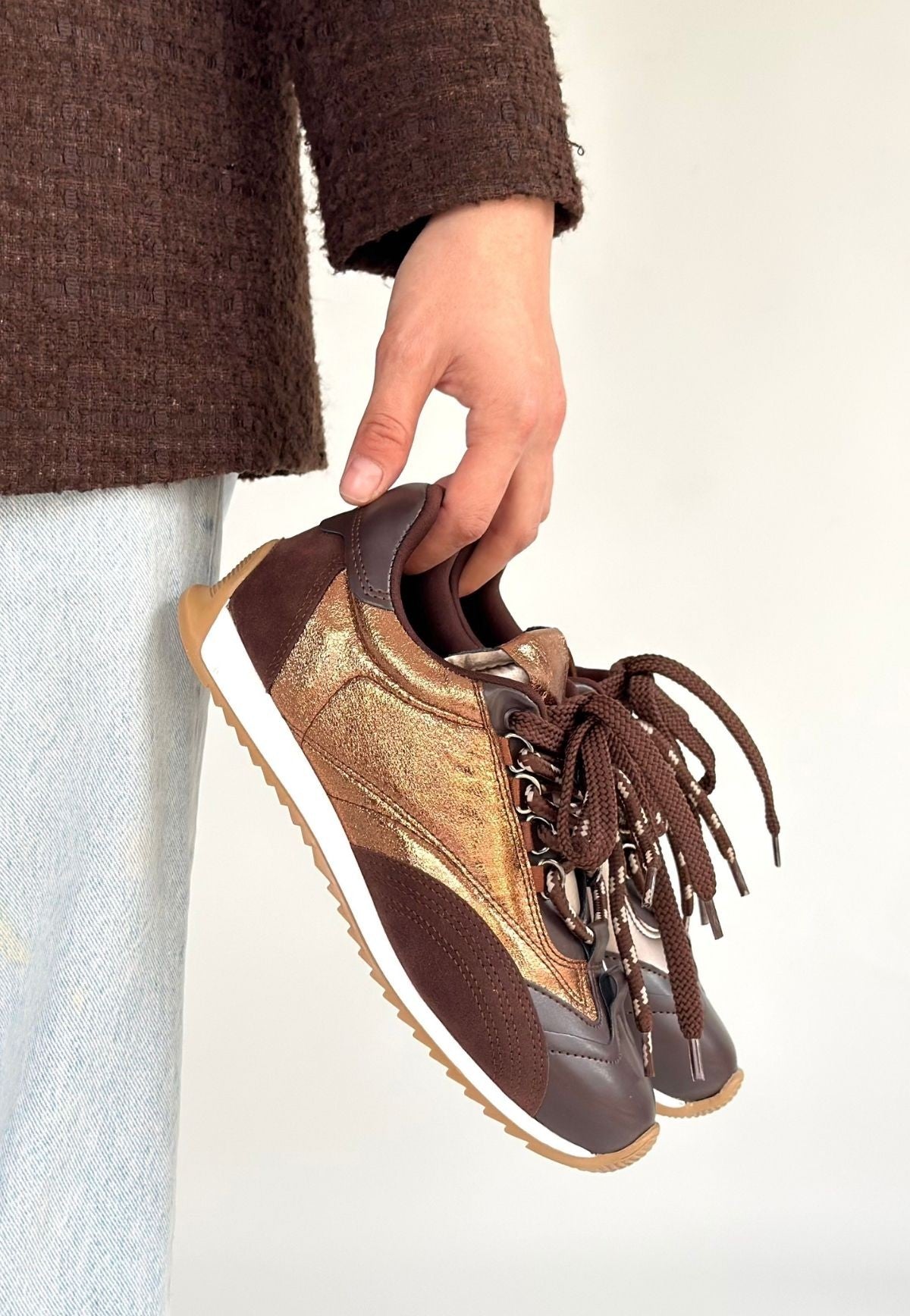 Ranu Kahverengi Cilt Paraşüt Detaylı Bağcıklı Spor Ayakkabı